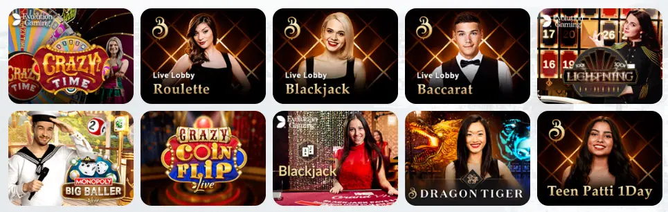 Giochi da casinò dal vivo 90Bet Casino